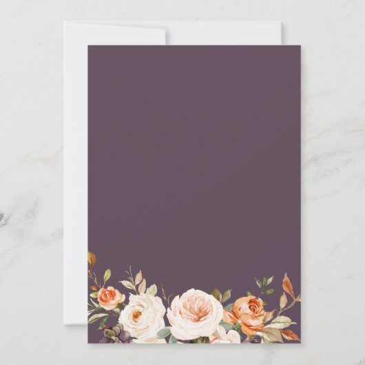 モダン金ゴールド秋フローラブライダルシャワー 招待状 (裏面)