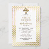 モダン金ゴールド第一聖体 招待状 (正面)