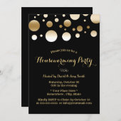 モダン金ゴールド紙吹雪ドット引っ越し祝いパーティー 招待状 (正面/裏面)