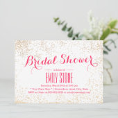 モダン金ゴールド紙吹雪ブライダルシャワー 招待状 (スタンド正面)