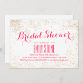 モダン金ゴールド紙吹雪ブライダルシャワー 招待状 (正面/裏面)