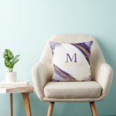 モダン金ゴールド紫きらめくモノグラム水彩色 クッション (椅子)