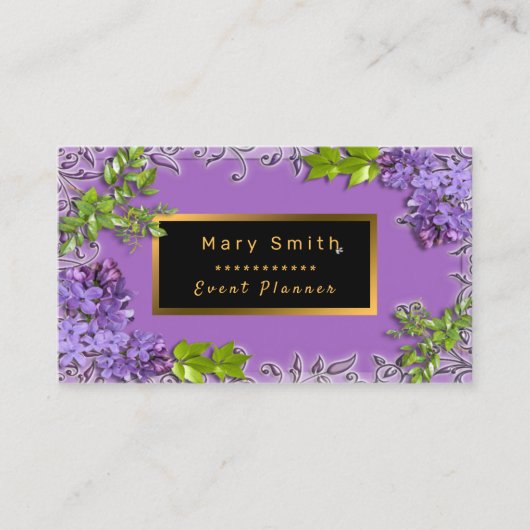 モダン金ゴールド紫の名刺を追加 名刺 (正面)