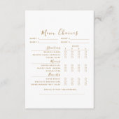 モダン金ゴールド結婚のメニュー選択カード エンクロージャーカード (正面)