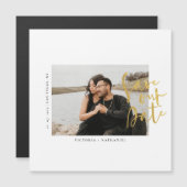 モダン金ゴールド結婚の写真Date Magnetを保存 (正面/裏面)