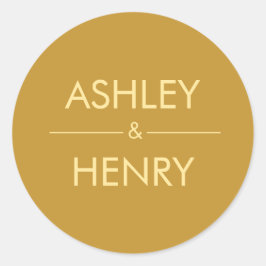 モダン金ゴールド結婚ステッカー、封筒用シール ラウンドシール