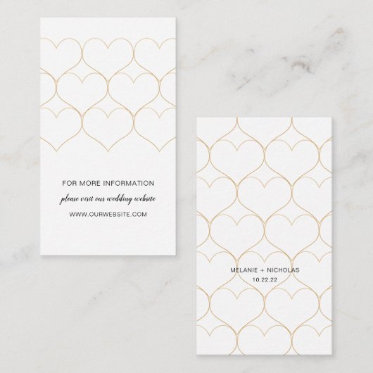 モダン金ゴールド結婚ハートのwebサイトまたは情報カード エンクロージャーカード (正面/裏面)