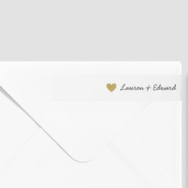モダン金ゴールド結婚ハート差出人住所 ラップアラウンドラベル