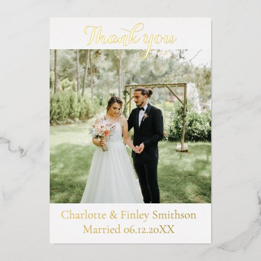 モダン金ゴールド結婚箔サンキューカード 箔シーズンカード (正面)