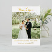 モダン金ゴールド結婚箔サンキューカード 箔シーズンカード (立ち正面)