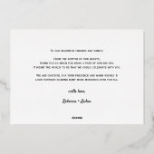 モダン金ゴールド結婚箔サンキューカード 箔招待状 (裏面)