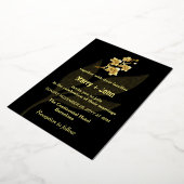 モダン金ゴールド結婚葉 箔招待状 (回転した状態)