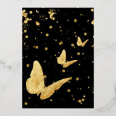 モダン金ゴールド結婚葉 箔招待状 (裏面)