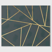 モダン金ゴールド緑のブラシストローク幾何学的 ラッピングペーパー (フラット)