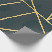 モダン金ゴールド緑のブラシストローク幾何学的 ラッピングペーパー (角)