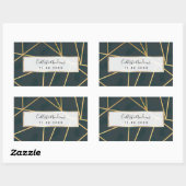 モダン金ゴールド緑のブラシストローク幾何学的 長方形シール (シート)