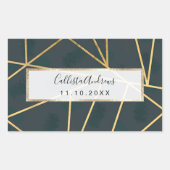 モダン金ゴールド緑のブラシストローク幾何学的 長方形シール (正面)