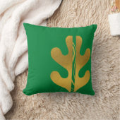 モダン金ゴールド緑抽象芸術リーフパターン クッション (ブランケット)