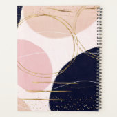 モダン金ゴールド線と円ピンミニマルクのデザイン プランナー手帳 (裏面)