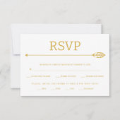 モダン金ゴールド線(葉と矢結婚の) 出欠カード (正面)