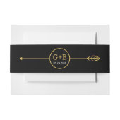 モダン金ゴールド線(葉と矢結婚の) 招待状ベリーバンド (正面例)