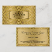 モダン金ゴールド縞模様とグリッター模様 名刺 (正面/裏面)