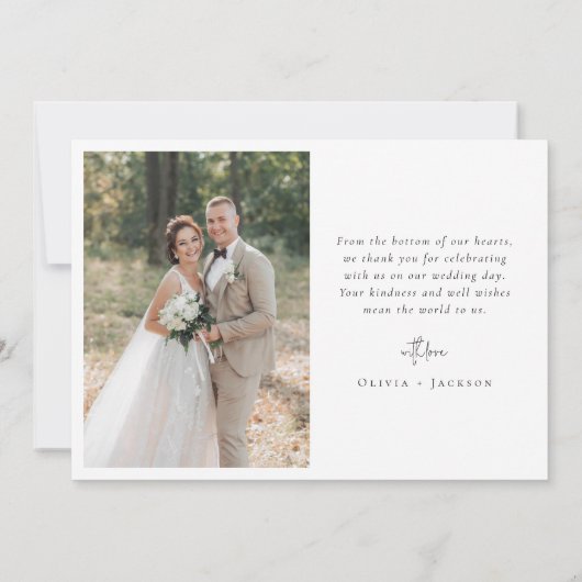 モダン金ゴールド繰り返し結婚写真 サンキューカード (裏面)