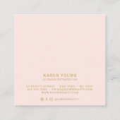 モダン金ゴールド美しいサロントレンディー赤面ピンクメイク スクエア名刺 (裏面)