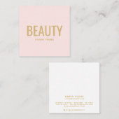 モダン金ゴールド美しいサロン赤面ピンクホワイトメイクアップ スクエア名刺 (正面/裏面)