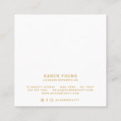 モダン金ゴールド美しいサロン赤面ピンクホワイトメイクアップ スクエア名刺 (裏面)