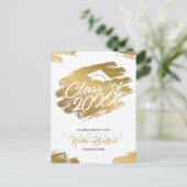 モダン金ゴールド脳卒中白卒業発表 ポストカード (スタンド正面)