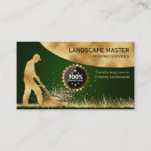 モダン金ゴールド芝刈り気にガーデニング 名刺 (正面)