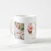 モダン金ゴールド花文字B | 2フォトモノグラム コーヒーマグカップ (正面左)
