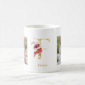 モダン金ゴールド花文字F | 2フォトモノグラム コーヒーマグカップ (中央)