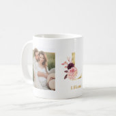 モダン金ゴールド花文字L | 2フォトモノグラム コーヒーマグカップ (正面左)