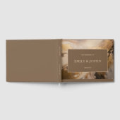 モダン金ゴールド芸術的チョコレー結婚ト ゲストブック (全面)