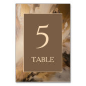 モダン金ゴールド芸術的チョコレー結婚ト テーブルナンバー (正面)