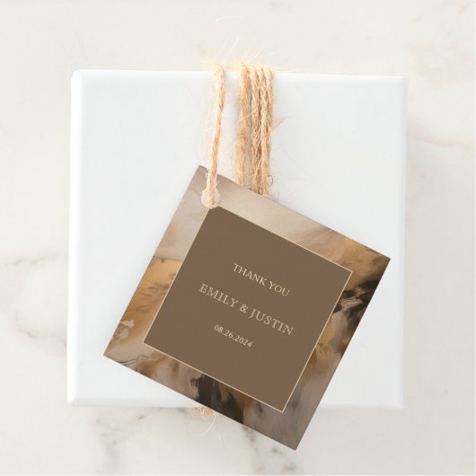 モダン金ゴールド芸術的チョコ結婚ーありがとう フェイバータグ (インサイチュ)