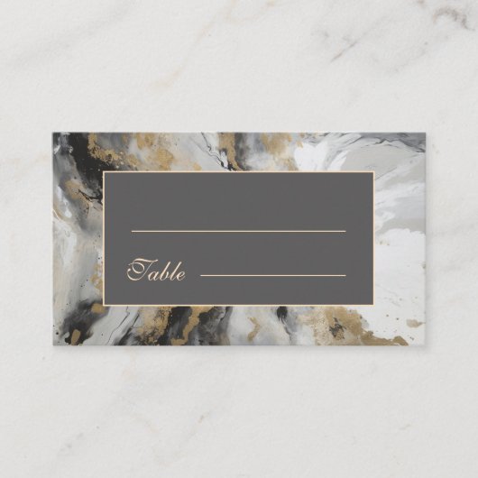 モダン金ゴールド芸術的炭煙炭結婚水色 プレイスカード (正面)