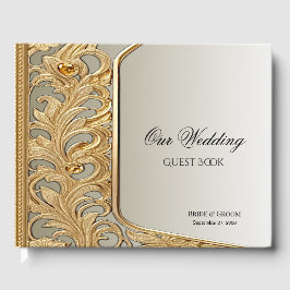 モダン金ゴールド華美ゲストブック ゲストブック