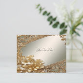 モダン金ゴールド華美フローラはがき ポストカード (スタンド正面)