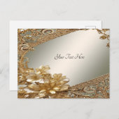 モダン金ゴールド華美フローラはがき ポストカード (正面/裏面)