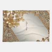 モダン金ゴールド華美フローラキッチンタオル キッチンタオル (横)