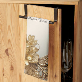 モダン金ゴールド華美フローラキッチンタオル キッチンタオル