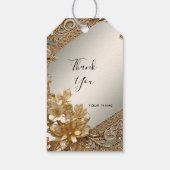 モダン金ゴールド華美フローラギフトラベル ギフトタグ (裏面)