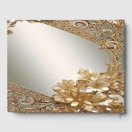 モダン金ゴールド華美フローラゲストブック ゲストブック (裏面)