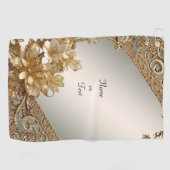 モダン金ゴールド華美フローラゴルフタオル ゴルフタオル (横)