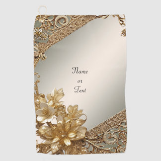 モダン金ゴールド華美フローラゴルフタオル ゴルフタオル