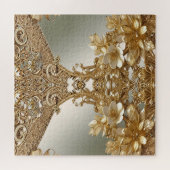 モダン金ゴールド華美フローラジグソーパズル ジグソーパズル (横)