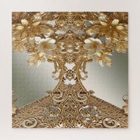 モダン金ゴールド華美フローラジグソーパズル ジグソーパズル (縦)